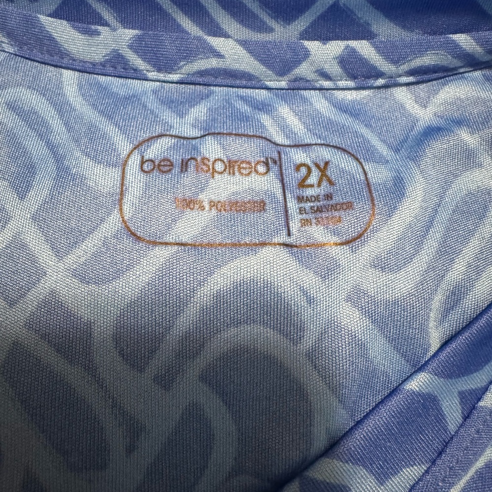 be inspired optic blue  Patterned Short Sleeve Tee 2X